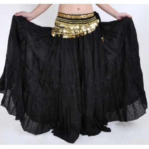 Women Tribal Belly Dance Skirt 12 Colors Lady Long Gypsy Skirts Linen Belly Dancing Practice/Performance Dress 